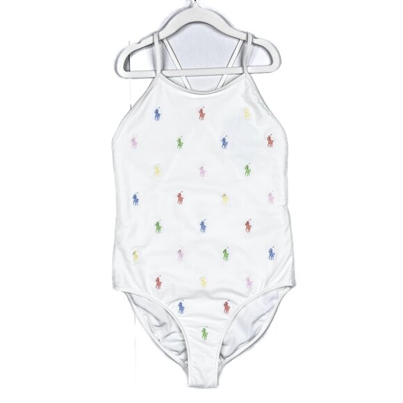 Polo Ralph Lauren Polo Pony One-Piece Swimsuit in Rainbow Big Kid Size 12 - NWT - Picture 2 of 8